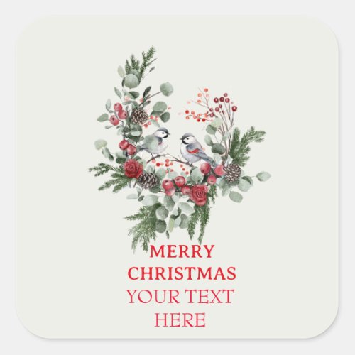 Christmas Woodland Minimalist Simple Holiday 1 Square Sticker