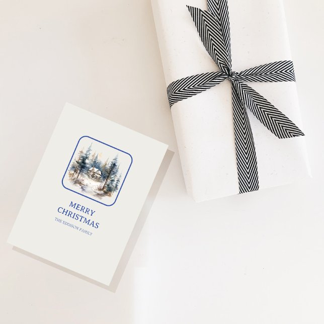 Christmas Woodland Minimalist Simple Holiday  Postcard (Creator Uploaded)