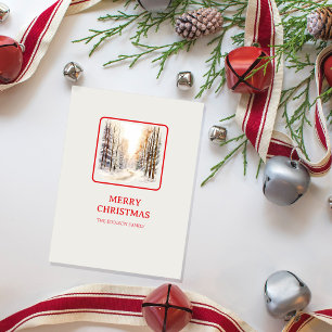 Christmas Woodland Minimalist Simple Holiday Postcard
