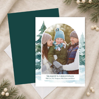 Christmas Woodland Tree Arch Photo Holiday Card