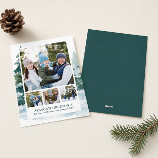 Christmas Woodland Tree Photo Collage Holiday Card