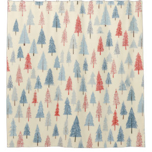 Christmas Woodland Tree Scandinavian Pattern Shower Curtain