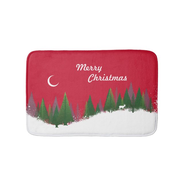 Christmas Woods Scene Bath Mat (Front)