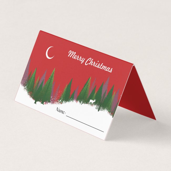 Christmas Woods Scene Escort Card