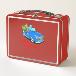 Christmas Woody Truck Tree Gift For Xmas Vacation Metal Lunch Box
