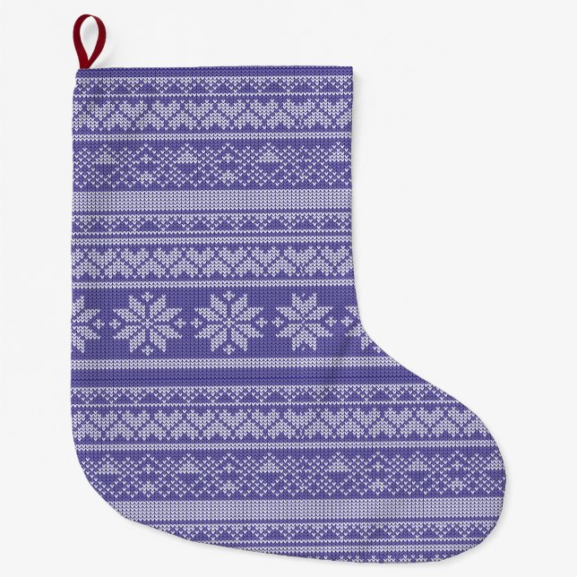 Christmas Wool Knit Sweater Christmas Holiday  Large Christmas Stocking (Front)