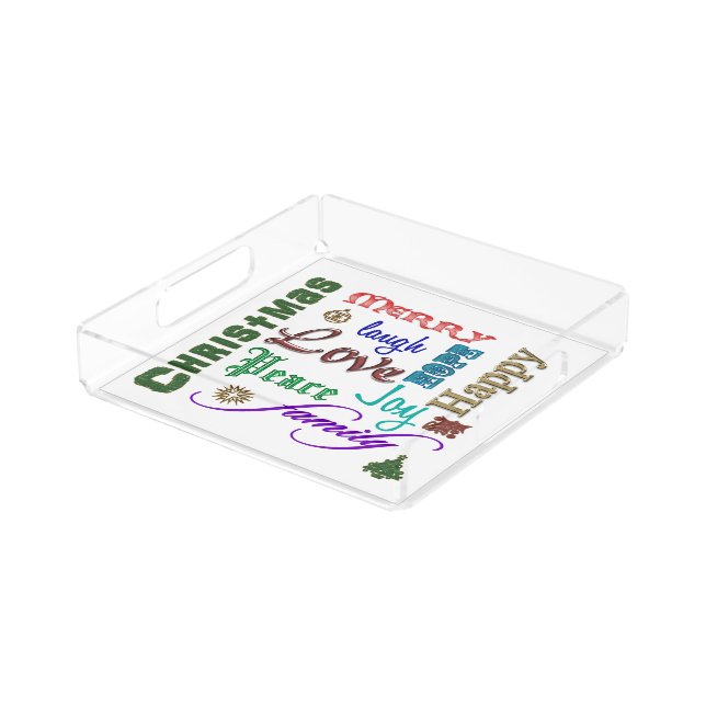 Christmas Word Art Acrylic Tray (Angled)