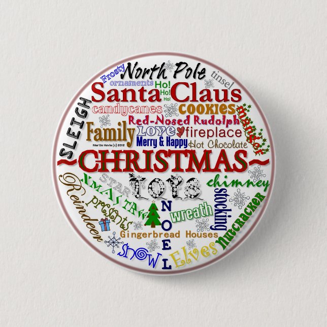 Christmas Word-Art - Button (Front)