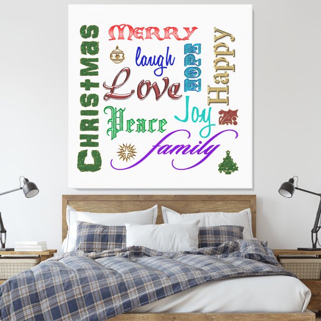 Christmas Word Art Canvas Print (Insitu(Bedroom))