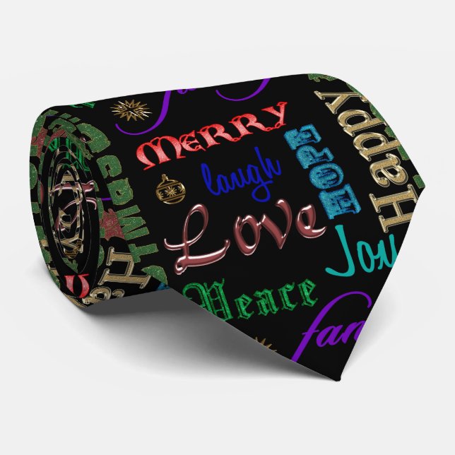 Christmas Word Art Neck Tie (Rolled)