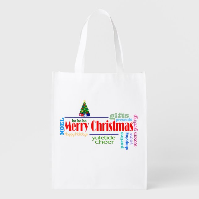 Christmas Word Art Reusable Bag (Front)