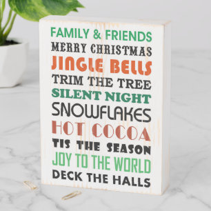 CHRISTMAS WORD ART WOODEN BOX SIGN