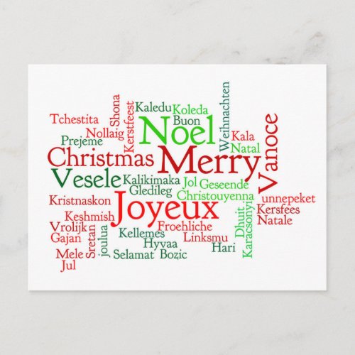 Christmas Word Cloud Holiday Postcard