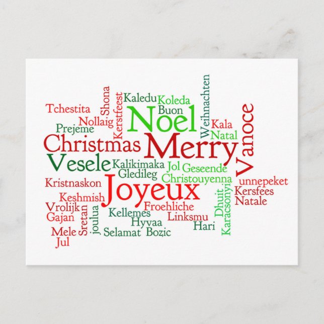 Christmas Word Cloud Holiday Postcard (Front)