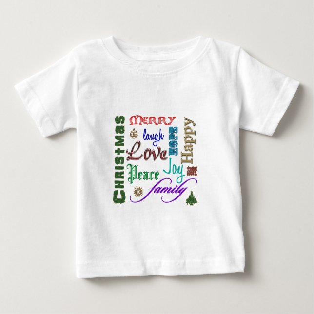 Christmas Word Picture Color Baby T-Shirt (Front)