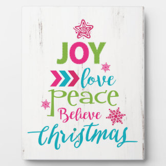 Christmas Word Tree Art - Joy Love Peace Believe Plaque