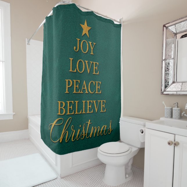Christmas Word Tree Shower Curtain (In Situ)