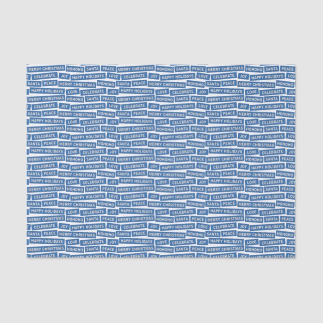 Christmas Words Blue and White Tissue Paper (Front)