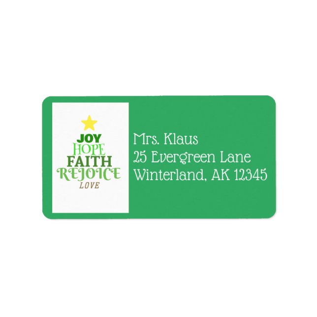 Christmas Words Christmas Tree Label (Front)