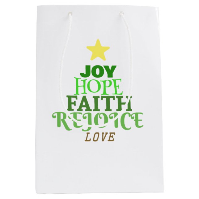 Christmas Words Christmas Tree Medium Gift Bag (Front)