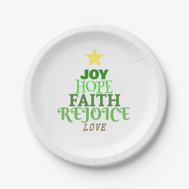 Christmas Words Christmas Tree Paper Plates (Front)