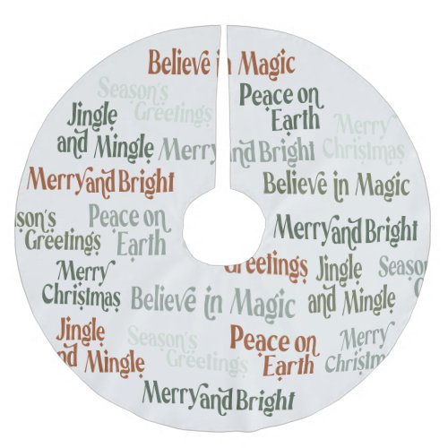 Christmas Words Festive Typography Design Brushed Polyester Tree Skirt