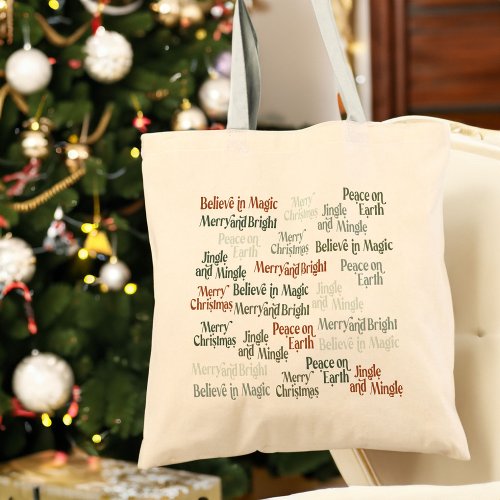 Christmas Words Festive Typography Design Tote Bag