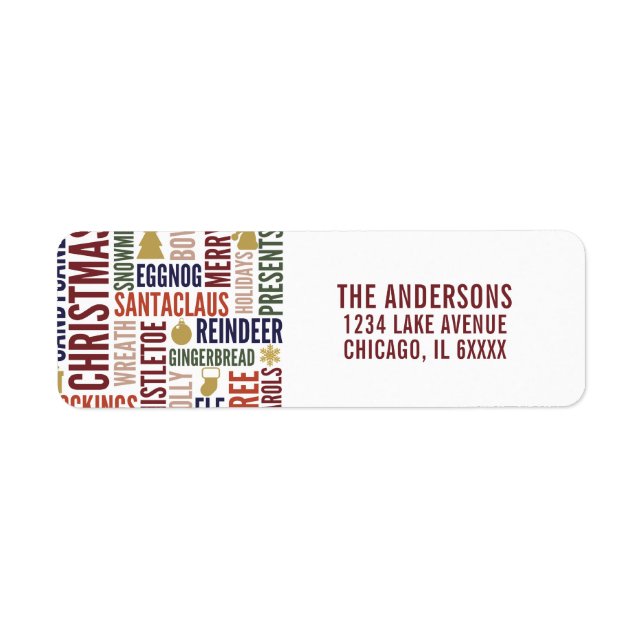 Christmas Words Holiday Address Label (Front)