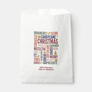 Christmas Words Holiday Favor Bags