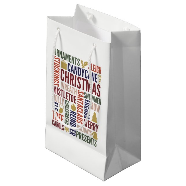 Christmas Words Holiday Gift Bag (Front Angled)