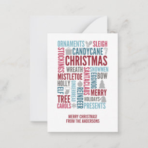Christmas Words Holiday MIni Note Card