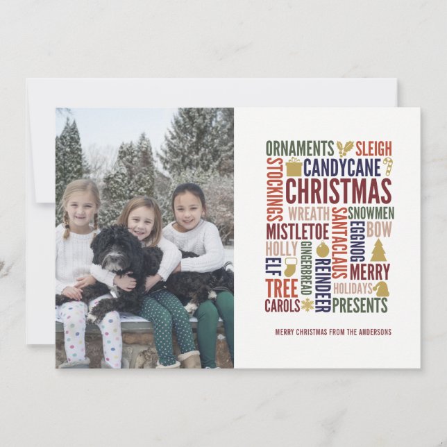 Christmas Words Holiday Photo Card (Front)