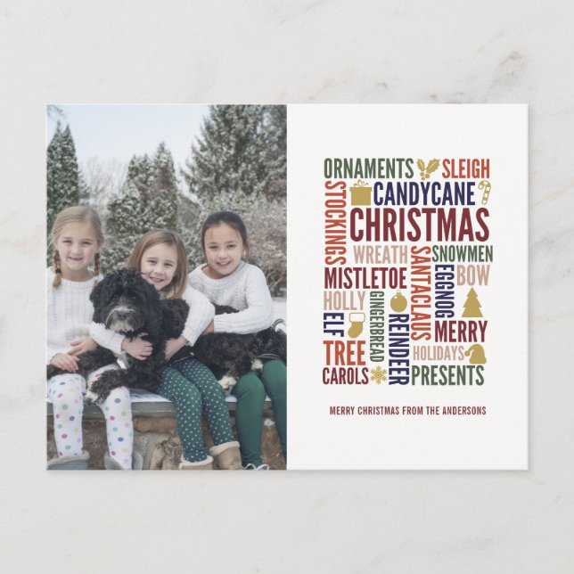 Christmas Words Holiday Photo Postcard (Front)