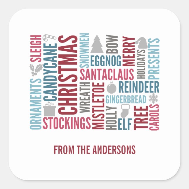 Christmas Words Holiday Sticker (Front)