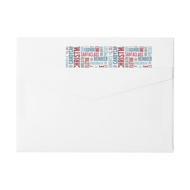 Christmas Words Holiday Wraparound Address Label (Back)