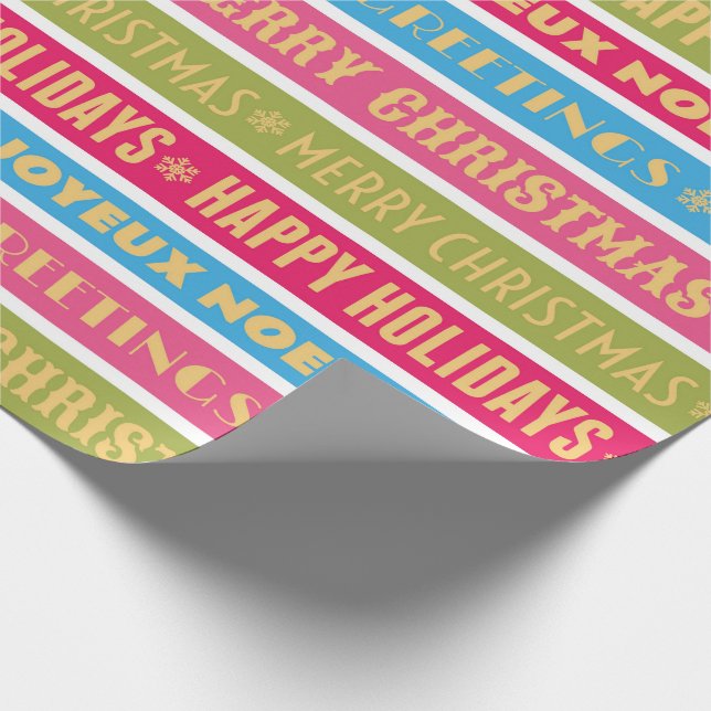Christmas words on colorful lines wrapping paper (Corner)