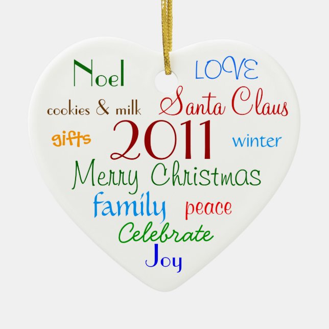 Christmas Words Personalized Ornament (Front)