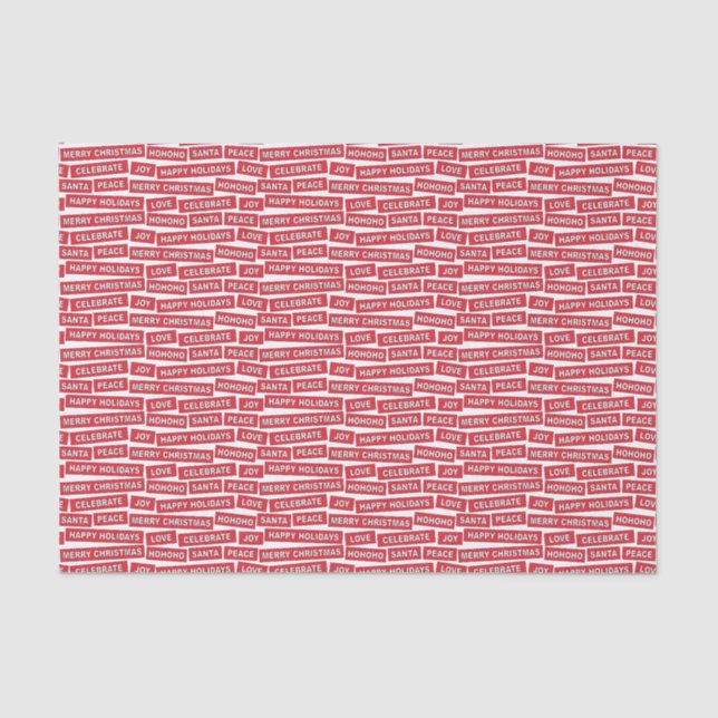 Christmas Words Red and White Tissue Paper (Front)