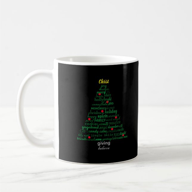 Christmas Words Tree - Black Mug (Left)