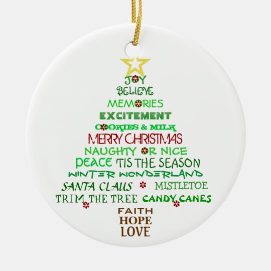Christmas Words Tree Ornament