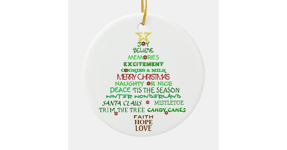Christmas Words Tree Ornament  Zazzle