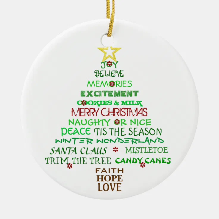 Christmas Words Tree Ornament | Zazzle