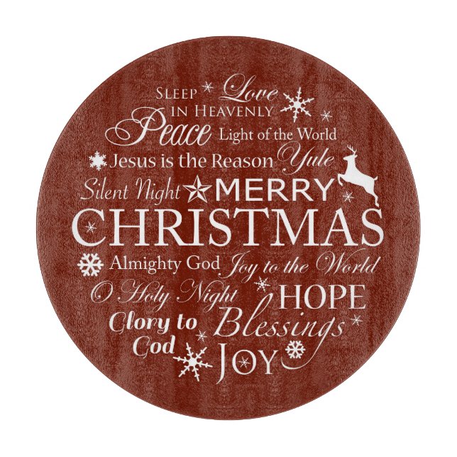 Christmas Words Typography Cutting Board (Front)