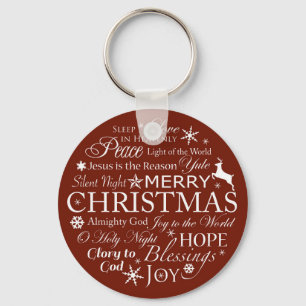 Christmas Words Typography Keychain