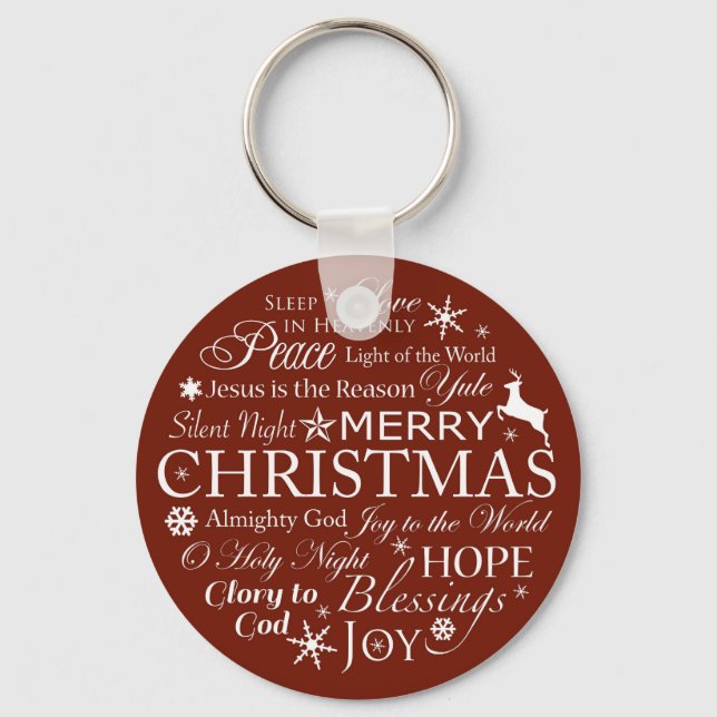 Christmas Words Typography Keychain (Front)