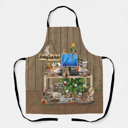 Christmas_Working from Home with my Cats  Apron