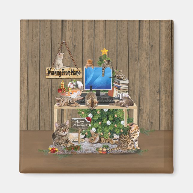 Christmas-Working from Home with my Cats Magnet (Front)