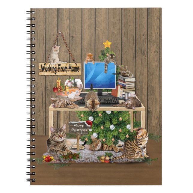 Christmas-Working from Home with my Cats Notebook (Front)