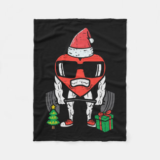 Christmas Workout Heart Lifting Xmas Gym Exercise Fleece Blanket