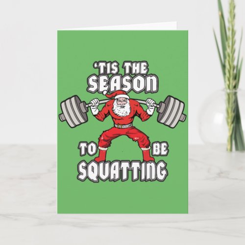 Christmas Workout Humor _ Santa Claus Squat Holiday Card